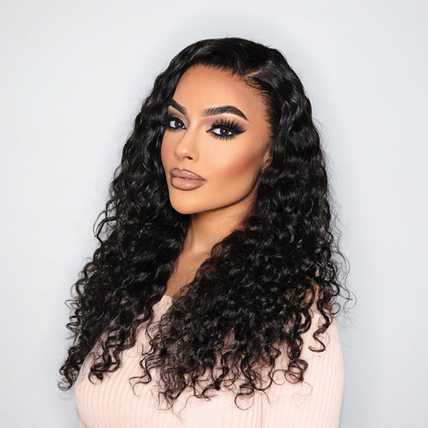 Loose Water Wave 13X4 Frontal HD Lace Side Part Long Wig 100% Human Hair