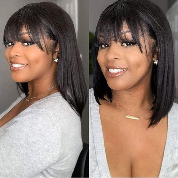 Luvmehair Yaki Straight Bob Wig Undetectable Lace Wig With Bangs