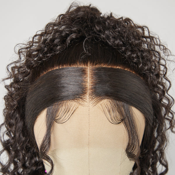 Limited Design | Zoe Unique Sleek-top Deep Wave Glueless 13x4 Frontal Lace Mid Part Long Wig 100% Human Hair