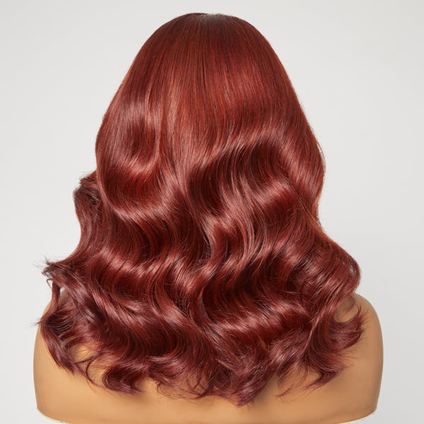 Limited Design | Copper Red Loose Body Wave Glueless 13x4 Frontal Lace C Part Long Wig 100% Human Hair