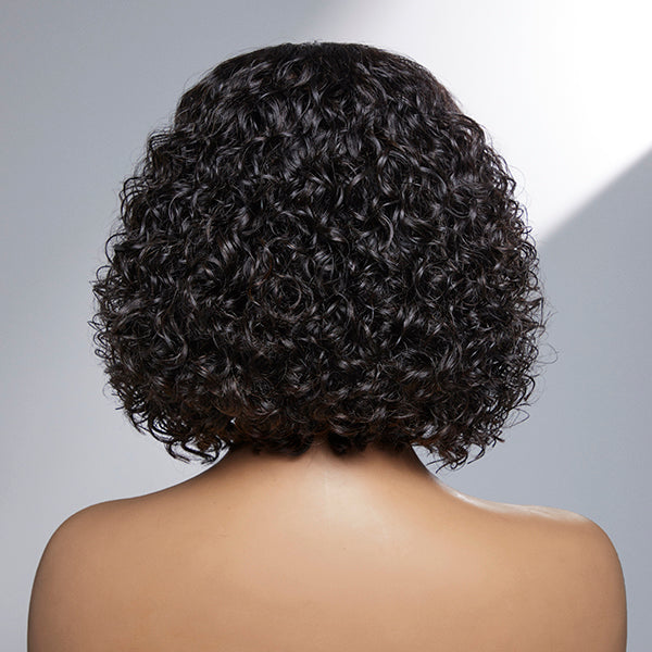 Points Rewards | Casual Bouncy Curly 4x4 Closure Lace Glueless Short Wig With Bangs 100% Human Hair | Face-Framing