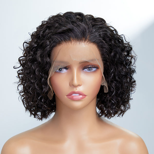 Flash Sale | Slicked-Back Short Cut Curly Compact Frontal Lace Wig 100% Human Hair