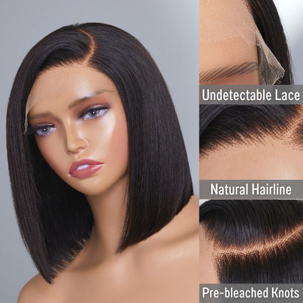 Luvmehair Side Part Bob Wig Glueless Transparent Lace Wig Ultra Full 100% Human Hair Wig