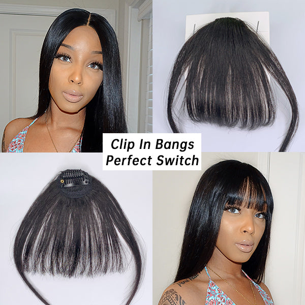 Clip in Bangs Real Hair Air Bangs Hair Piece 100% Human Hair