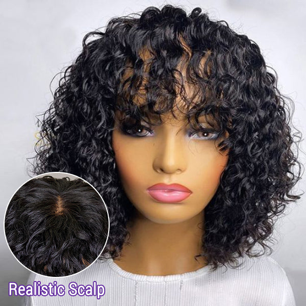 curly wig with bangs