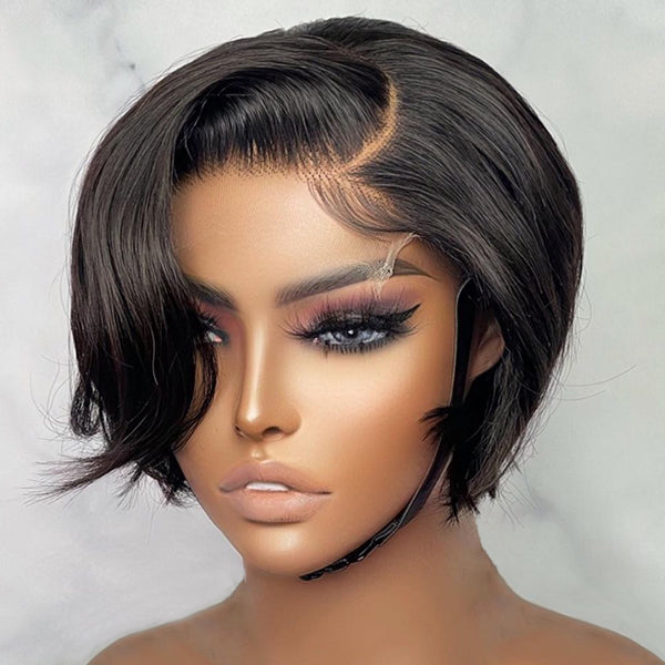 Mature Boss Style Affordable 5x5 Lace Closure Short Pixie Cut Wig