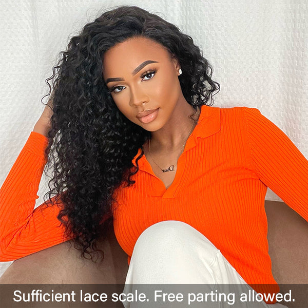 Water Wave 13x4 Frontal HD Lace Glueless Free Part Long Wig 100% Human Hair | Large & Small Cap Size