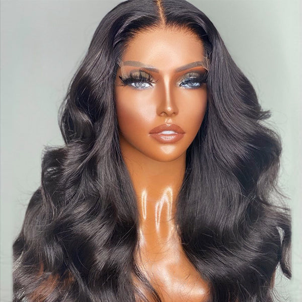 Winback | Luvme Hair 180% Density | Natural Black Loose Body Wave 5x5 Closure HD Lace Glueless Mid Part Long Wig 100% Human Hair